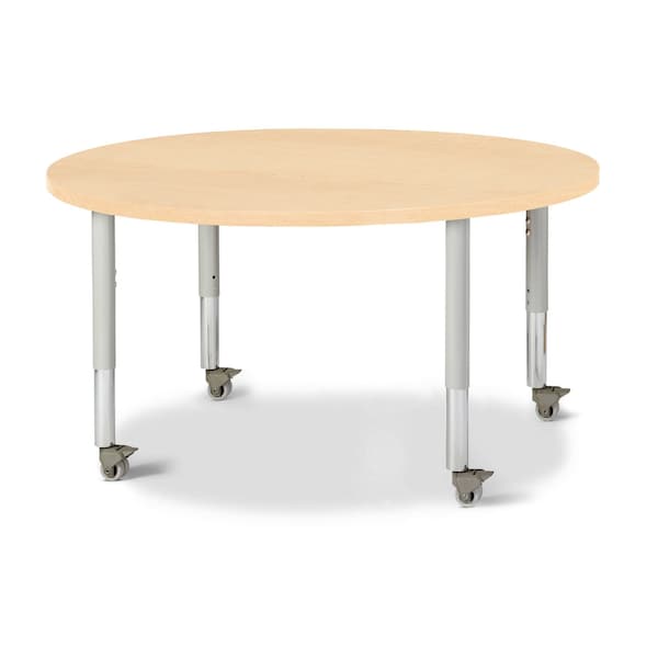 Jonti-Craft Berries Round Activity Table, 42 in. Diameter, Mobile, Maple/Maple/Gray 6468JCM251 - main